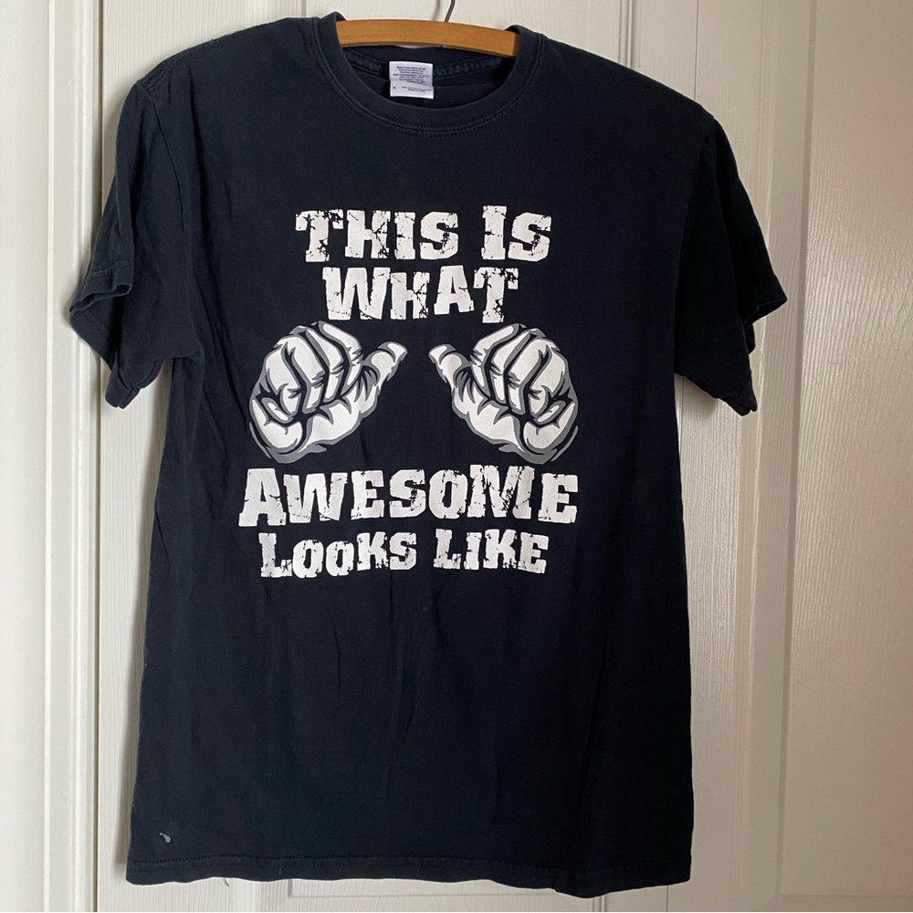 Black Graphic T-Shirt This Is What Awesome Looks Like S Unisex Humorous Gildan